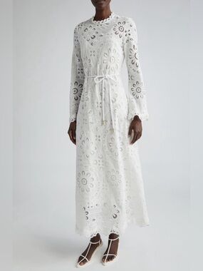 Zimmermann Ottie Guipure Lace Long Sleeve Maxi Dress US4/AU0/UK8